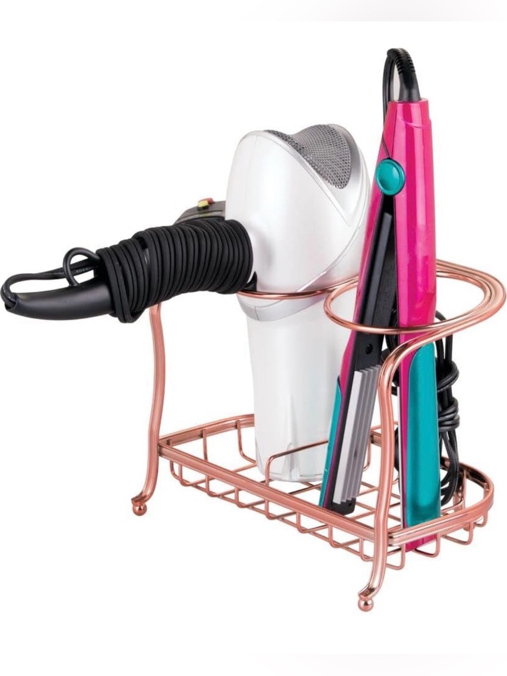 mDesign Rose Gold Bathroom Hair Tool Organizer Stand